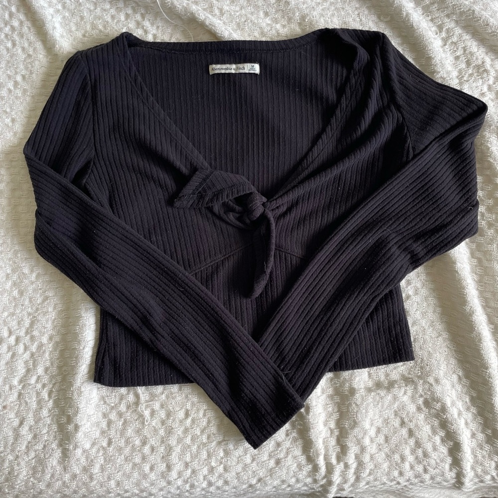 Abercrombie & Fitch Charcoal Ribbed Knit Top